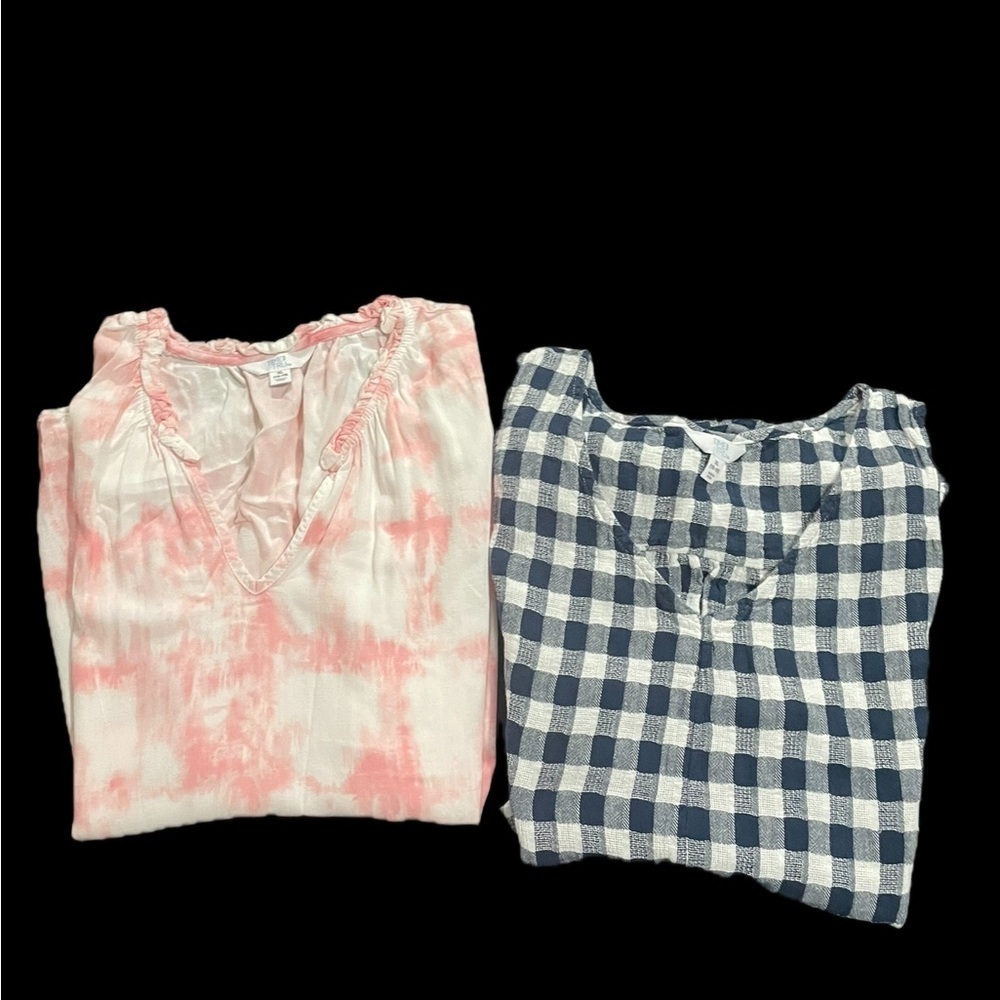 Time and Tru Pink Tie Dye Blue Checkered Tank Tops Set